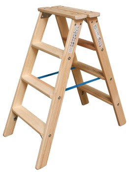 Drabina dwustronna drewniana 2x4 2,45m Krause Stabilo 818416 wzmocnione stopnie