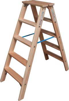 Drabina dwustronna drewniana 2x5 2,65m Krause Stabilo 818423 wzmocnione  stopnie