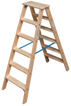 Drabina dwustronna drewniana 2x6 2,85m Krause Stabilo 818430 wzmocnione stopnie