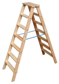 Drabina dwustronna drewniana 2x7 3,1m Krause Stabilo 818447 wzmocnione stopnie