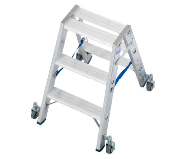 Drabina ze stopniami dwustronna z rolkami Stabilo 2x3 stopnie. 2.25m KRAUSE 124814