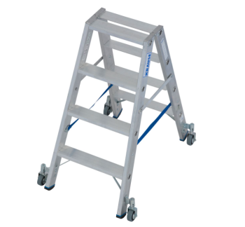 Drabina ze stopniami dwustronna z rolkami Stabilo 2x4 stopnie. 2.5m KRAUSE 124821