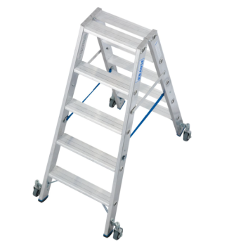 Drabina ze stopniami dwustronna z rolkami Stabilo 2x5 stopni 2.7 m KRAUSE 124838