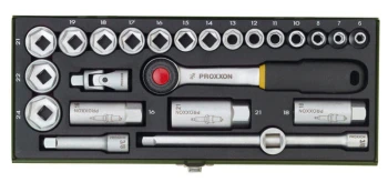 Zestaw z grzechotką 3/8 cala i nasadkami 24 części PROXXON 23110