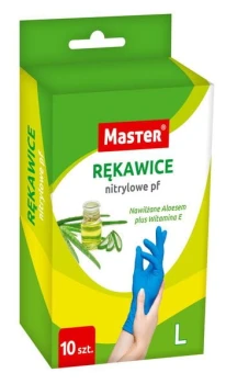RĘKAWICE NITRYLOWE MASTER ALOES ROZMIAR L OP. 10 SZT UN REK GU NA L