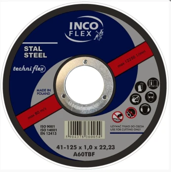 TARCZA PŁASKA T1A 125*1.6*22 TECHNIFLEX T1A 125 1.6