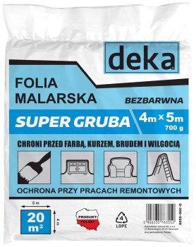 FOLIA MALARSKA SUPER GRUBA BEZBARWNA 4*5M 700G DEKA D-300-0220