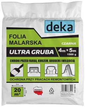 FOLIA MALARSKA ULTRA GRUBA CZARNA 4*5M 1500G DEKA D-300-0212