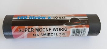 WORKI NA ŚMIECI 160L 90*110 CZARNE 10 SZTUK UN AN 150L/10