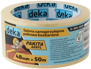 TAŚMA PAKOWA BEZBARWNA 48MM*50M DEKA D-300-0025
