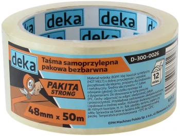 TAŚMA PAKOWA BEZBARWNA STRONG 48MM*50M DEKA D-300-0026