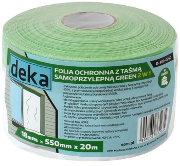 FOLIA OCHRONNA Z TAŚMĄ ZIELONĄ DO ZEWNĄTRZ 55CM*20M DEKA D-300-0260