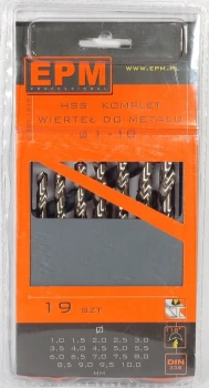 ZESTAW WIERTEŁ HSS DO METALU 1-10MM 19SZT. EPM E-500-1219