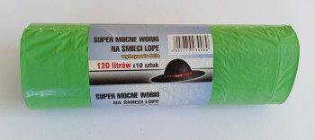 WORKI NA ŚMIECI 120L 70*110 ZIELONE 10 SZTUK UN AN 120L/10ZI