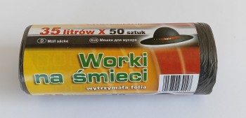 WORKI NA ŚMIECI 35L 50*60HD CZARNE 50 SZTUK UN AN 35L/50