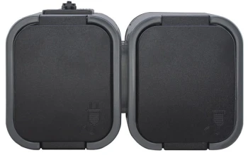 B2 GNIAZDO PODWÓJNE N/T Z/U IP54 SZARO/CZARNE ABEX E+9001582