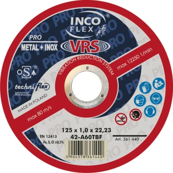 TARCZA WYPUKŁA T27 125*1.6*22 A46TBF-VRS TECHNIFLEX T27 125*1.6V