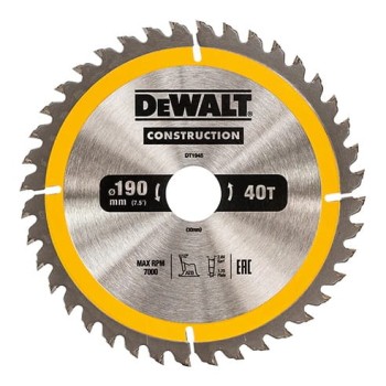 PIŁA TARCZOWA DO DREWNA 190/30MM, 40 ZĘBÓW DEWALT DT1945-QZ