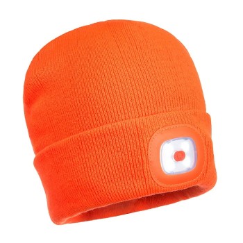CZAPKA B029 Z LAMPKĄ LED/USB POMARAŃCZOWA PORTWEST BHP B029ORR