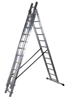 DRABINA ALUMINIOWA 3-ELEMENTOWA 714CM 12+12+12 SZCZEBLI BRAKET BR-00-4212