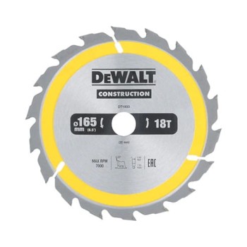 PIŁA TARCZOWA DO DREWNA 165/20MM, 18 ZĘBÓW DEWALT DT1933-QZ
