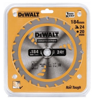 PIŁA TARCZOWA DO DREWNA 184/20MM, 24 ZĘBÓW DEWALT DT1951-QZ