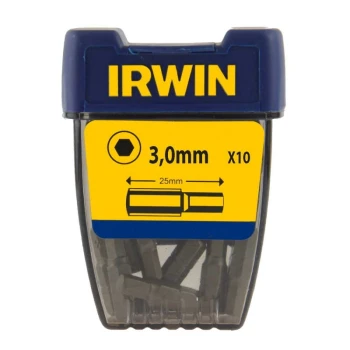 GROT, BIT SZEŚCIOKĄTNY HEX 1/4' 25MM KOMPLET 10 SZTUK 3MM IRWIN 10504346