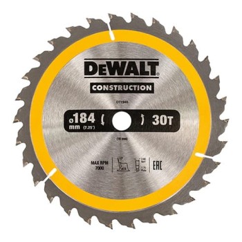 PIŁA TARCZOWA DO DREWNA 184/16MM, 30 ZĘBÓW DEWALT DT1940-QZ