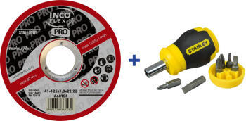 ZESTAW 100SZT TARCZA T1A 125*1.0*22 +WKRĘTAK STANLEY GRATIS TECHNIFLEX T1A 125*1P+W