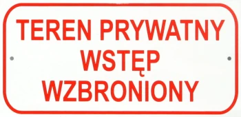 TABLICA MAŁA 10*20CM TEREN PRYWATNY WSTĘP WZBRONIONY UN TAT003