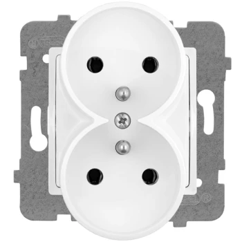 GNIAZDO PODWÓJNE Z/U BIAŁE ROSA E+PL-57336