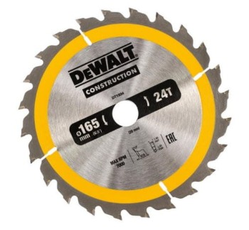 PIŁA TARCZOWA DO DREWNA 165/20MM, 24 ZĘBY DEWALT DT1934-QZ