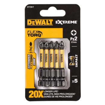 KOŃCÓWKI WKRĘTAKOWE UDAROWE PZ2*50 TORSION 5SZT DEWALT DT7391T