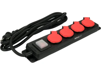 PRZEDŁUŻACZ 4 GNIAZDA Z UZIEMIENIEM WYŁĄCZNIK, 3M, IP 44 YATO YT-81241