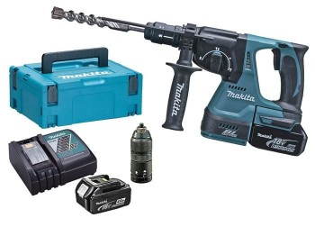 MŁOT UDAROWY OBROTOWY AKUMULATOROWY Z PODKUWANIEM 18V 2*5.AH MAKITA DHR243RTJ
