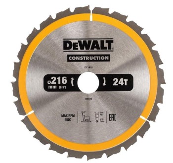 PIŁA TARCZOWA DO DREWNA 216/30MM, 24 ZĘBY DEWALT DT1952-QZ