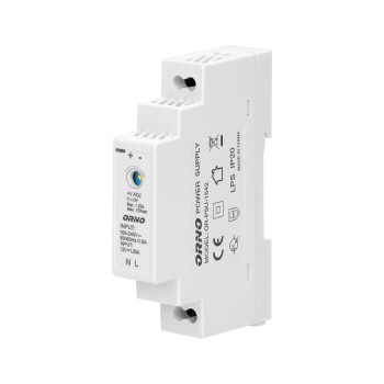 ZASILACZ NA SZYNĘ DIN 12VDC, 1,25A, 15W, SZEROKOŚĆ 1 MODUŁ ORNO ON-1642