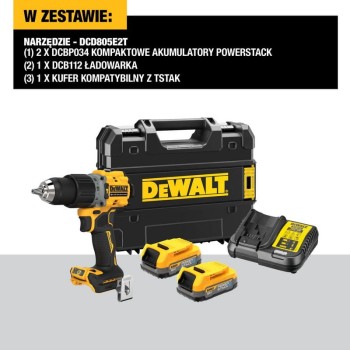 WIERTARKO-WKRĘTARKA AKUM. Z UDAREM XR 18V 2*1.7AH DEWALT DCD805E2T