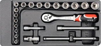 WKŁAD DO SZUFLADY ZESTAW KLUCZY NASADOWYCH 3/8'' 22 CZĘŚCI YATO YT-5542