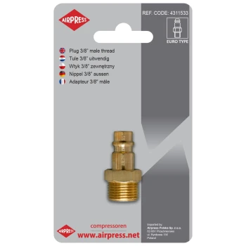 WTYK SZYBKOZŁĄCZKI Z GWINTEM ZEWNĘTRZNYM 3/8'' AIRPRESS AP 4311533