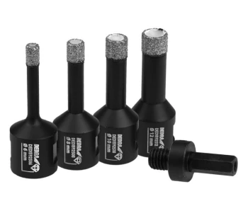 ZESTAW KORONEK DIAMENTOWYCH VACUUM BRAZED 6,8,10,12MM + ADAP DEDRA DED1592SZ01