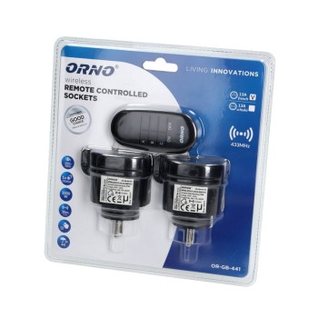 ZESTAW BEZPRZEWODOWYCH MINI GNIAZD STEROWANYCH PILOTEM 2+1 ORNO ON-GB-441