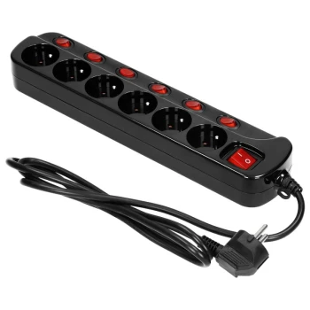 LISTWA ZASILAJĄCA 'MULTISWITCH', 6X2P+Z, KABEL 3X1,0M CZARNY ORNO ON-AE-13162C