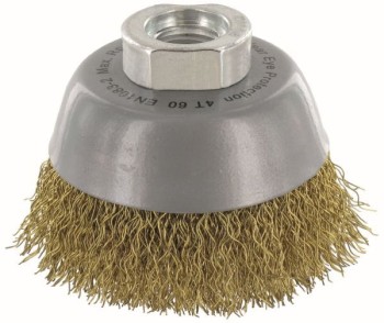 Szczotka doczołowa 60 mm/M14 - drut karbowany 0,3 mm mosiężny ABRABORO 90409051