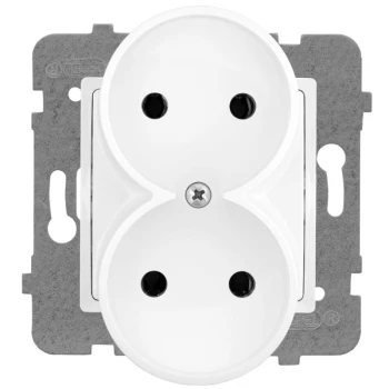 GNIAZDO PODWÓJNE B/U BIAŁE ROSA E+PL-57282