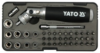 ZESTAW WKRĘTAK Z GRZECHOTKĄ Z KOŃCÓWKAMI 42CZ. YATO YT-2806