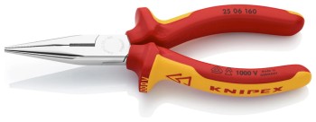 SZCZYPCE TNĄCE PÓŁOKRĄGŁE PROSTE IZOLOWANE 160MM KNIPEX KN 25 06 160