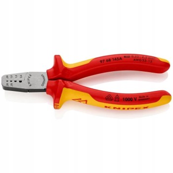 SZCZYPCE DO ZAGNIATANIA TULEJEK KABL. 0,25-2,5MM IZOLOWANE KNIPEX KN 97 68 145