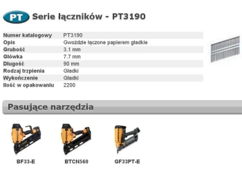 GWOŹDZIE PT 33` 3,1 x 90mm 2200 szt. BOSTITCH BCHPT3190