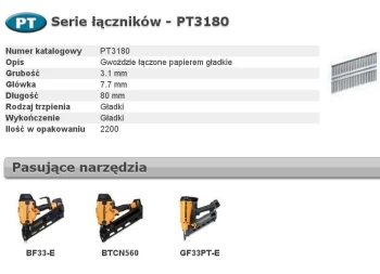 GWOŹDZIE PT 33` 3,1 x 80mm 2200 szt. BOSTITCH BCHPT3180